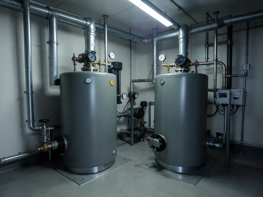 Commercial hydronic boiler plant in a mechanical room